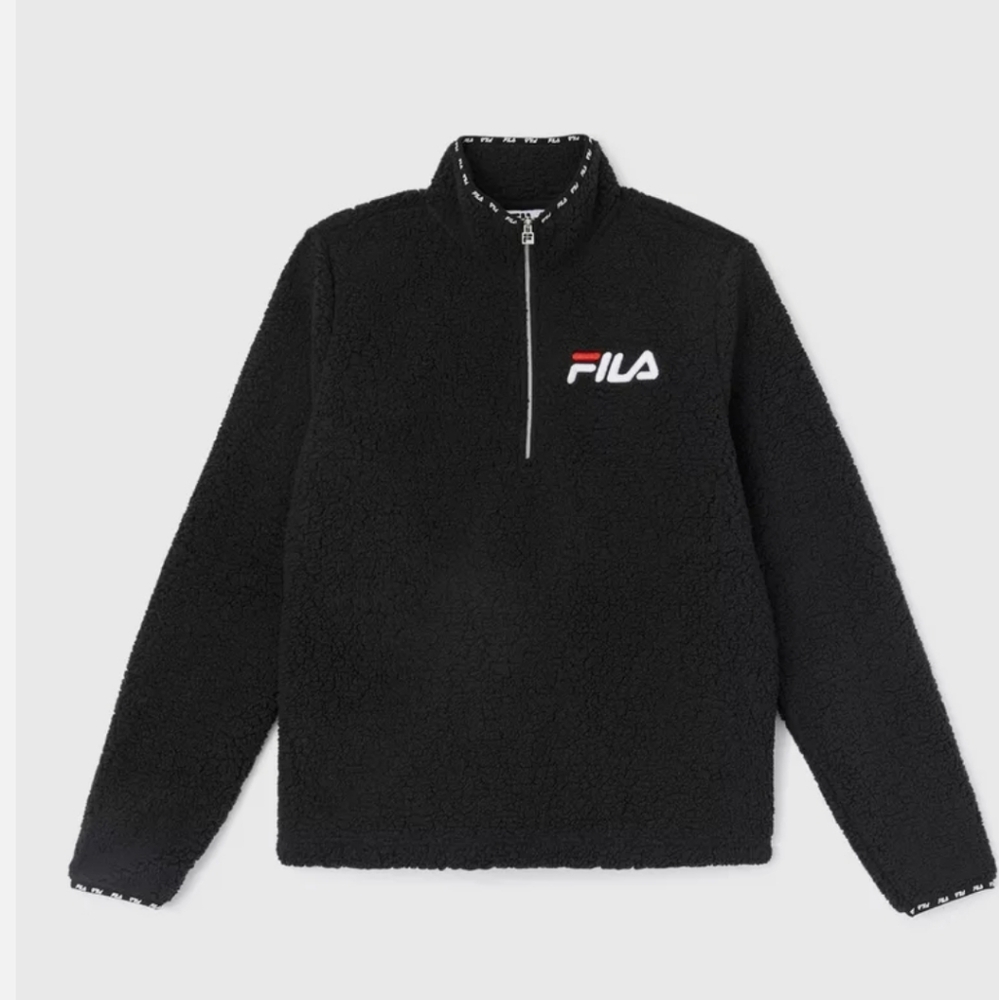 NWT Fila Black Half zip pullover jacket Sherpa "Shelly Sherpa" large